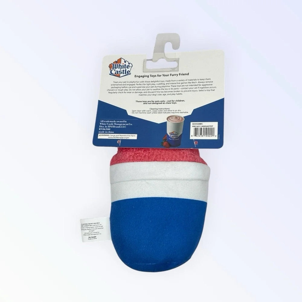 White Castle Plush Dog Toy It Squeeks! Pet Toy New STRAWBERRY SHAKE